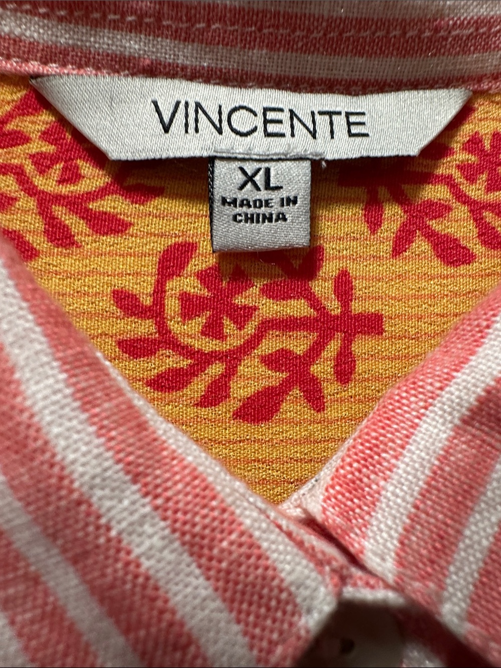 Vincente Linen Striped Orange, Yellow Flowers , Orange And Pink Design Tunic View 3